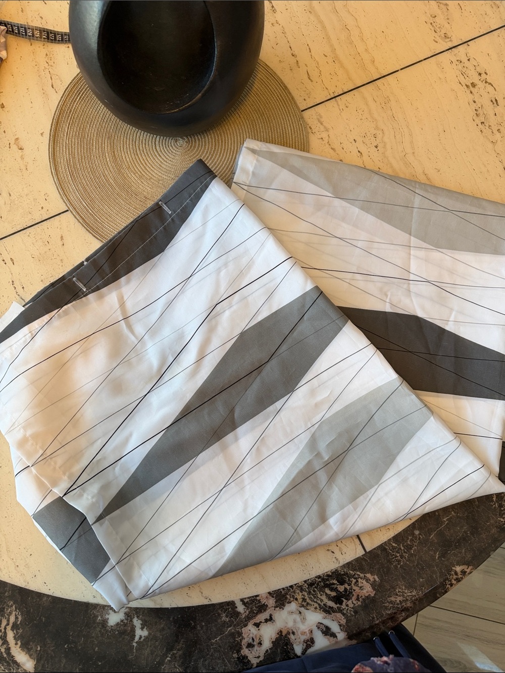 IKEA Vintage Kilan Shower Curtain Diagonal Stripe in Gray & White 70"x80"